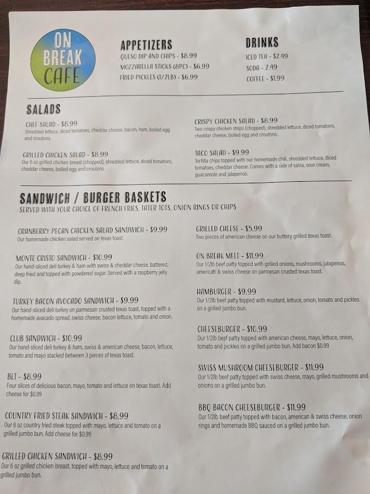 On Break Cafe Menu image 1